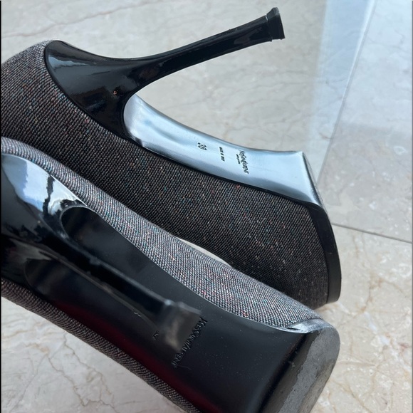 Yves Saint Laurent Metallic Gray Platform Pumps - Picture 8 of 16